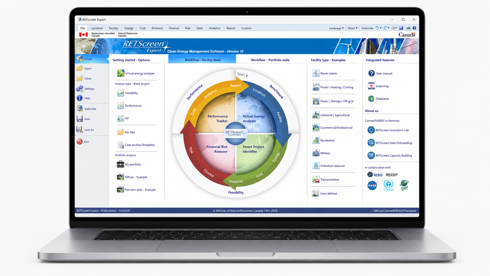 RETScreen Expert shown on a laptop screen